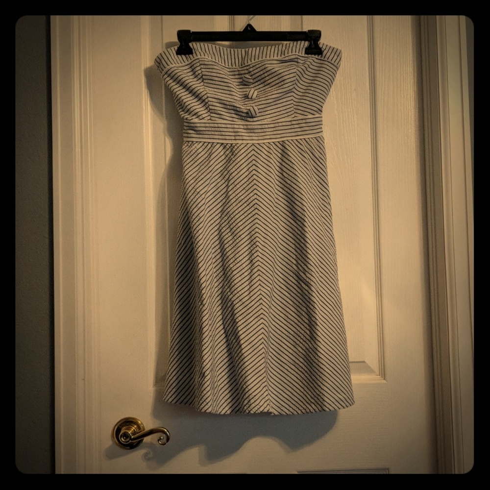 TeezeMe Seersucker Strapless Button-Front Dress